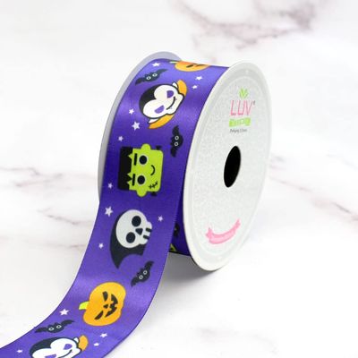 Satin 1.5" Inch Vampire and Monsters Ribbon, 10 Yards, Purple