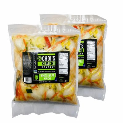 (2 Pack) Half Gallon (7 lbs.) White Napa Cabbage Kimchi [Vegan, Gluten Free, Non-GMO, Probiotic] by Choi's Kimchi Co. Made in USA.