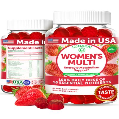 Lunakai USA Made Womens Multivitamin Gummies - Delicious Daily Dose with 16 Multi Vitamins for Women - Energy & Immune Support, Non-GMO, 60 Ct