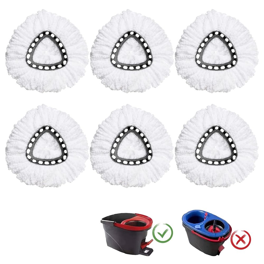 6 Pack Mop Heads Replacement Compatible with O-Ceda EasyWring Spin Mop, Microfiber Spin Mop Refill Easy Cleaning Mop Head Replacement for Floor Cleaning Deep Cleaning for Home Office