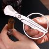 KEENSUN Cigar Scissors Cutter, Stainless Steel Guillotine Double Blade Straight Cut Scissors (Silver) with Leather Case Cigar Accessories for Cigars(2.75" Handle Width) view 4
