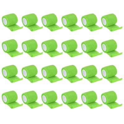 24 Pack 2 x 2 Yards Self Adhesive Bandage Breathable Cohesive Bandage Wrap Rolls Elastic Self-Adherent Tape for Stretch Athletic, Sports, Wrist, Ankle (Green)