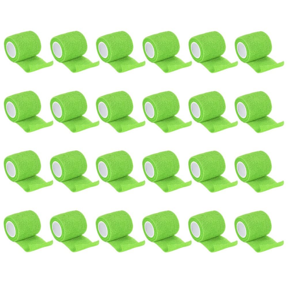 24 Pack 2 x 2 Yards Self Adhesive Bandage Breathable Cohesive Bandage Wrap Rolls Elastic Self-Adherent Tape for Stretch Athletic, Sports, Wrist, Ankle (Green)