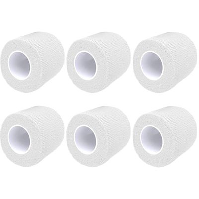 6 Pack Self Adherent Cohesive Wrap Bandages 1 Inches X 5 Yards, First Aid Tape, Elastic Self Adhesive Tape, Athletic, All Sports wrap Tape, Breathable Wound Tape, Bandage Wrap for Wrist, Ankle,White