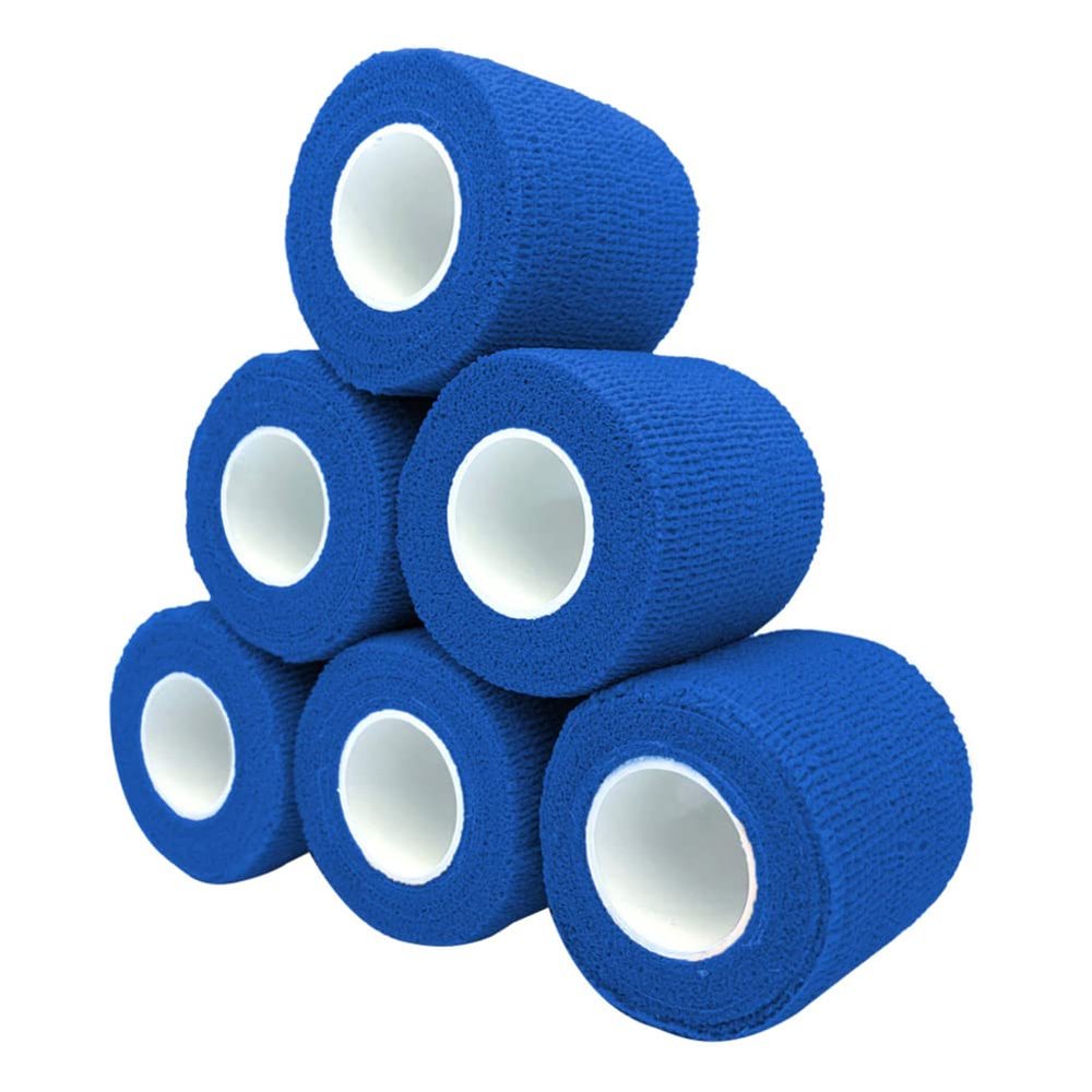 6 Pack Self Adherent Cohesive Wrap Bandages 2 X 5 Yards, First Aid Tape, Elastic Self Adhesive Tape, Athletic, All Sports wrap Tape, Breathable Wound Tape, Bandage Wrap for Wrist, Ankle, Blue