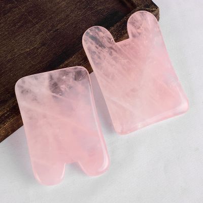 90x55x6mm 2 Pieces Natural Rose Quartz GuaSha Massage Tool Beauty Massage Relax Tool,004