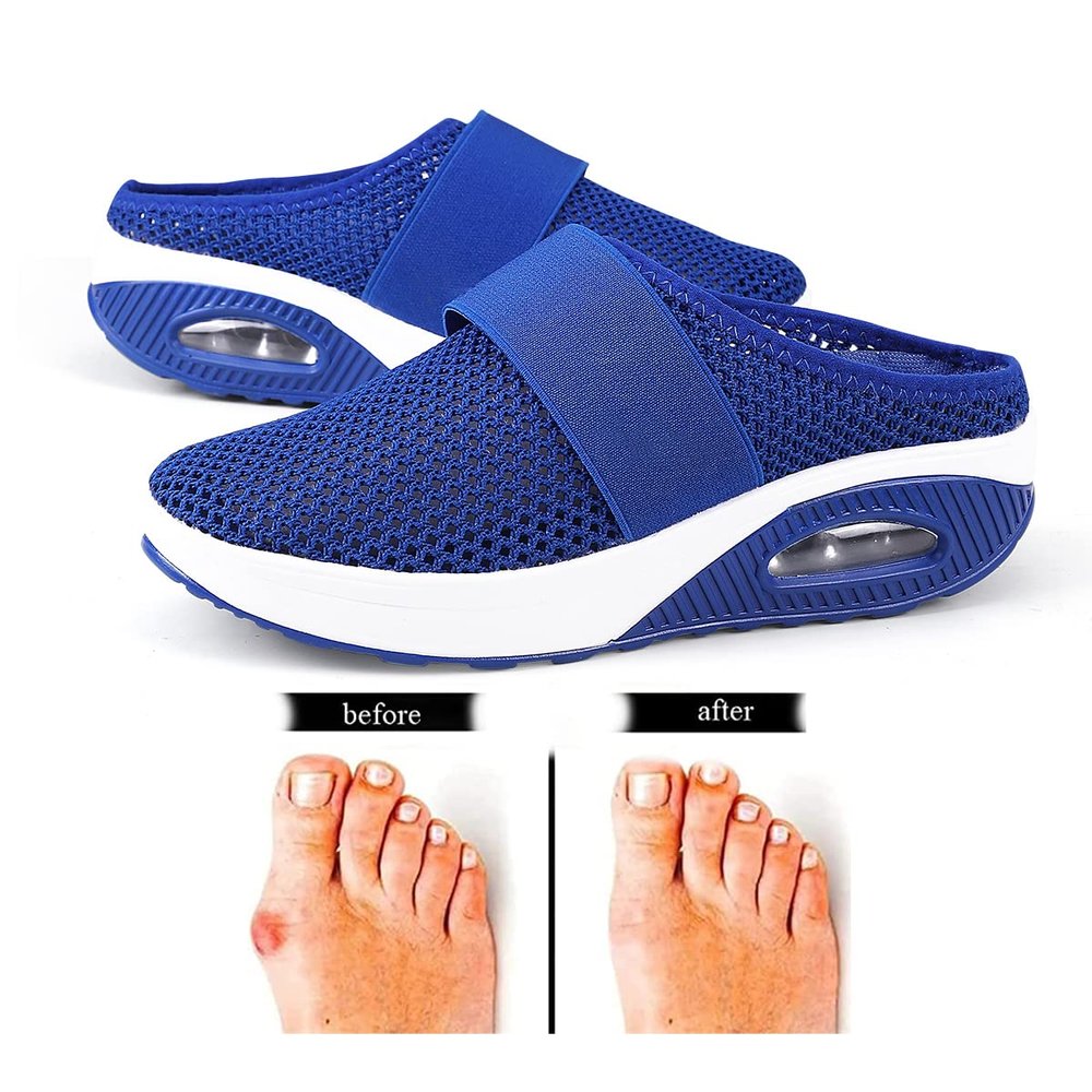 XIRUJNFD Air Cushion Slip-On Walking Shoes Orthopedic Diabetic Walking Shoes, Best Orthopedic Walking Shoes for Women (Blue,9)