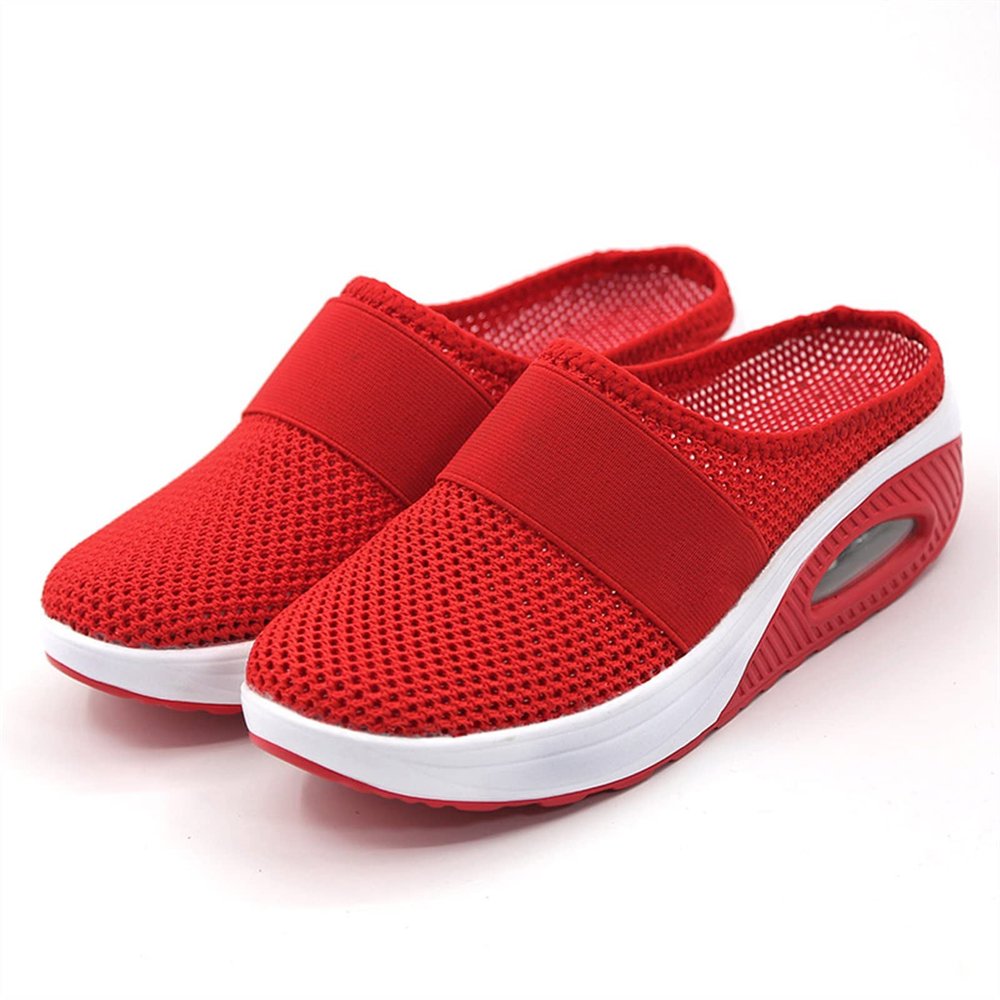 XIRUJNFD Air Cushion Slip-On Walking Shoes Orthopedic Diabetic Walking Shoes, Best Orthopedic Walking Shoes for Women (Red,12)