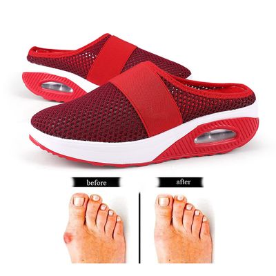 XIRUJNFD Air Cushion Slip-On Walking Shoes Orthopedic Diabetic Walking Shoes, Best Orthopedic Walking Shoes for Women (Dark Red,8)