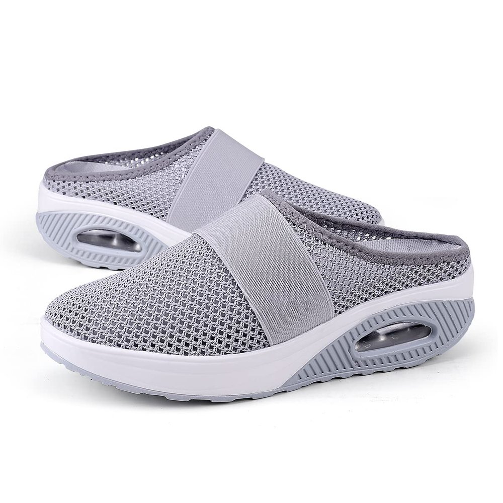 XIRUJNFD Air Cushion Slip-On Walking Shoes Orthopedic Diabetic Walking Shoes, Best Orthopedic Walking Shoes for Women (Gray,5)