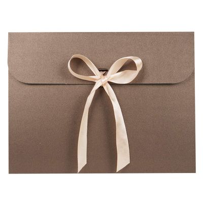 10PCS Gift Envelopes for Scarves, Birthday Cards - Paper Wrapping Bags Bulk Party Favor Cardboard Present Envelopes With Ribbon Bowknot (Brown)