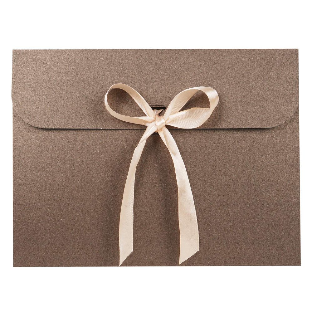 10PCS Gift Envelopes for Scarves, Birthday Cards - Paper Wrapping Bags Bulk Party Favor Cardboard Present Envelopes With Ribbon Bowknot (Brown)