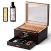 Woodronic Cigar Humidor for 50 Counts with Accessory Drawer, Crystal Gel Humidifier & Humidor Solution, Digital Hygrometer, Spanish Cedar Lined and Divider, Desktop Cigar Box Gift for Men view 1