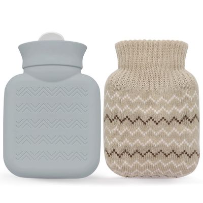 320ml Hot Water Bottle with Knited Cover, Mini Hot Water Bag for Pain Relief, Waist, Back, Neck, Shoulders, Small Leak Proof Hot Water Bottle with Removable Cover for Women, Kids, Best Gifts