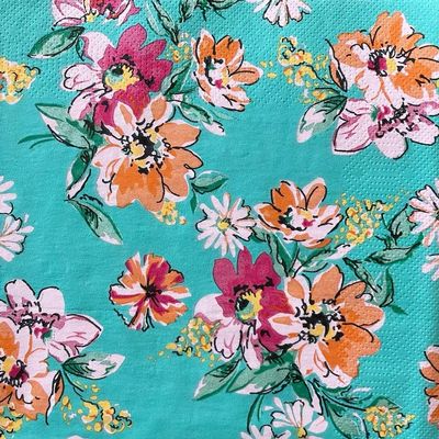Keep Unique 20-ct 13x13 Flowers Paper Pink Rose Luncheon Decoupage Napkins, 3-Ply Servilletas Printed Rose Cocktail Napkin for Christmas Art, Dinner and Party, Disposable Napkins Decor (Green Floral)