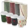 Royal Bluebonnet 48 Christmas Disposable Coffee Cups with Lids  12oz Double Walled Insulated Disposable Paper Coffee Cups To Go, 4 Christmas Designs of Cute to Go Coffee Cups with Lids view 1