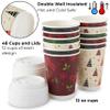 Royal Bluebonnet 48 Christmas Disposable Coffee Cups with Lids  12oz Double Walled Insulated Disposable Paper Coffee Cups To Go, 4 Christmas Designs of Cute to Go Coffee Cups with Lids view 4