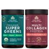 Ancient Nutrition Organic Supergreens Powder, Greens Flavor, 25 Servings + Multi Collagen Protein Powder, Strawberry Lemonade, 24 Servings view 1