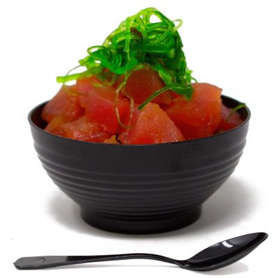 50 Pack 3 oz. Asian-Style Black Mini Plastic Bowl With Spoons | Appetizer Bowls and Disposable Dessert Bowls | Professional-Grade Recyclable | Mini Dessert Cup for Appetizers | CMJJ
