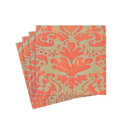 Caspari Palazzo Paper Cocktail Napkins in Coral, Three Boxes of 40
