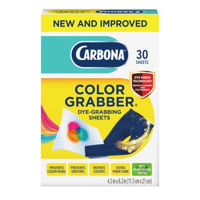 Carbona Color Grabber (30 Sheets), Prevents Color Runs & Dye Transfer in Mixed Loads, Helps Prevent Graying, Revives Colors, Plant-Based Fibers