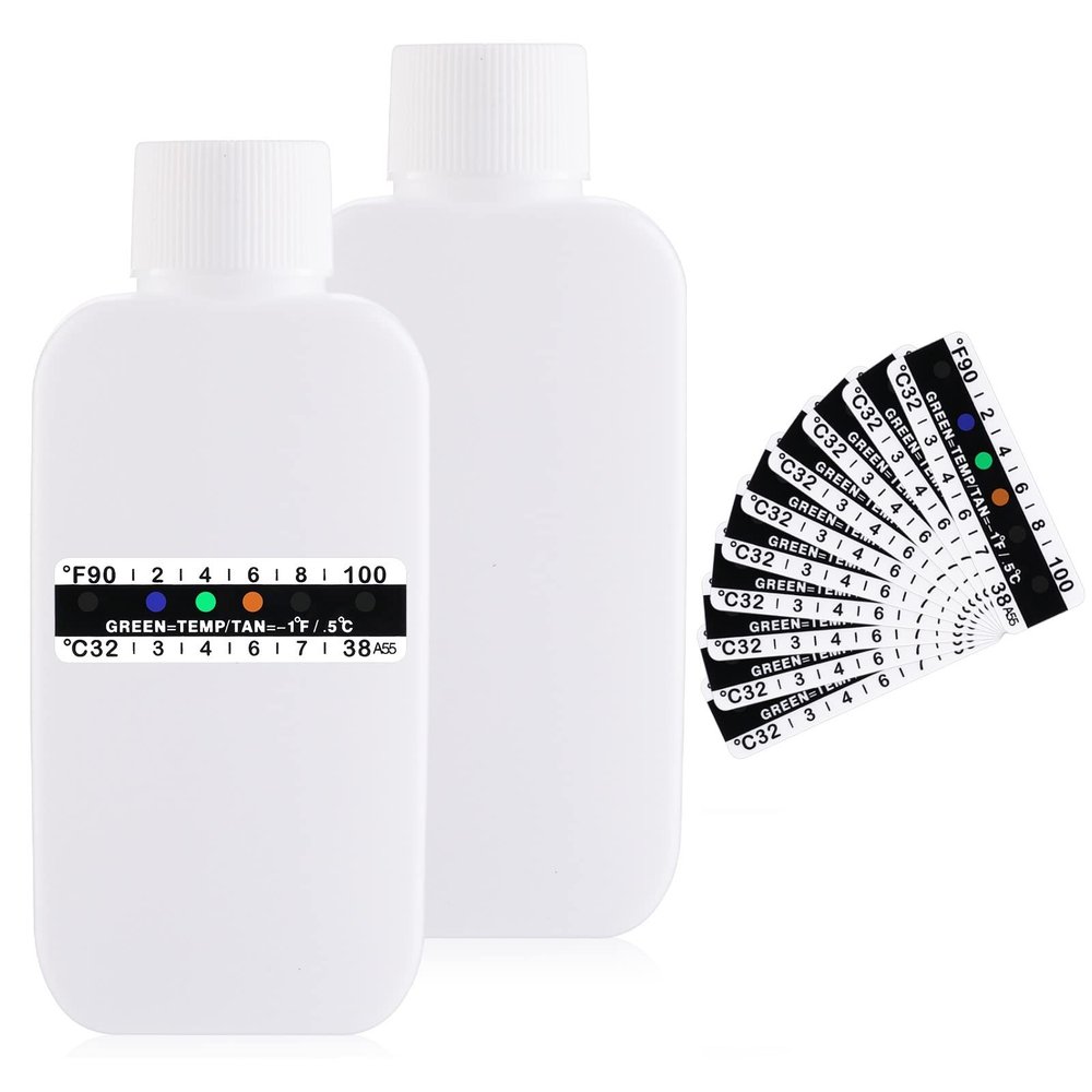 12 Pcs Urine Test Complete Kit, Include 2 Urine Test Bottles 10 Temperature Test Urine Strips