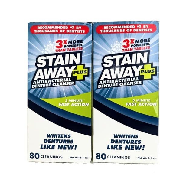 StainAway Plus Denture Cleanser 5-Minute Fast Action 8.1oz. 2 pack