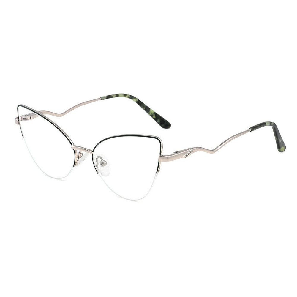 laureles Blue Light Blocking Reading Glasses Women 2022 Fashion Metal Half Frames Computer Eyeglasses Female (Green, 2.25, multiplier_x)