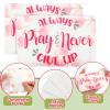 Geyee 25 Pcs Bible Verse Pocket Tissues Travel Packs Bulk Individual Travel Size Mini Slim Christian Facial Tissues Always Pray Never Give up for Toilet Wedding Party Daily Use view 2