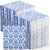 200 Pcs Blue Floral Paper Napkins Decorative Napkins 2 Layers Napkins Guest Disposable Paper Hand Towels White Blue Cocktail Napkins Luncheon Napkin for Dinner Wedding Tea Party view 1
