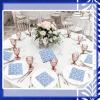 200 Pcs Blue Floral Paper Napkins Decorative Napkins 2 Layers Napkins Guest Disposable Paper Hand Towels White Blue Cocktail Napkins Luncheon Napkin for Dinner Wedding Tea Party view 4