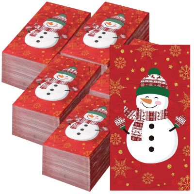 Christmas Snowman Guest Napkins Disposable Christmas Paper Guest Towels for Bathroom Holiday Hand Towels Napkins for Party Dinner Supplies Decorative(200 Pcs)