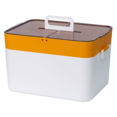 Cabilock 1pc Multi Portable Medicine Storage Case with Handle First Aid Kit for Home Travel Capacity Yellow Desktop Organizer for Easy Access to Medications