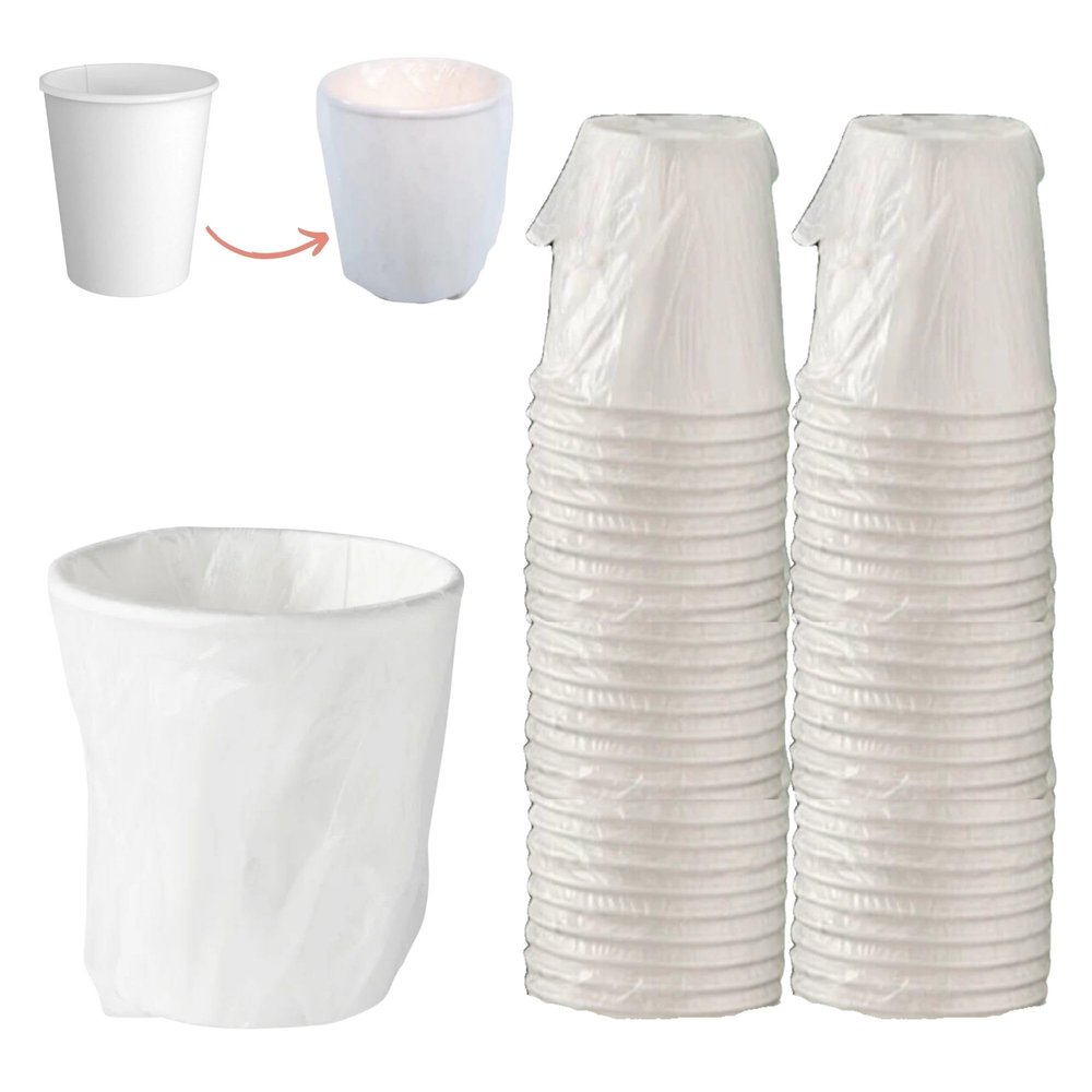 50 PACK - 9 oz. Hotel Motel Room Paper Individually Wrapped Cups - WHITE