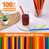 100PCS Jumbo Smoothie Straws,(0.4" Diameter X8.3"Long) Colorful Disposable Plastic Large Wide-mouthed Straw view 3
