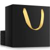 EUSOAR Large Black Golden Handles Shopping Bags, 20 Pack 12.5x4.5x11 inches Gift Wrap Bags Handles Bulk, Merchandise Retail Wrapping Bags for Business, Craft Grocery, Wedding view 1