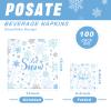 100 Pcs Winter Paper Napkins 6.5 x 6.5 Inch Snowflake Cocktail Napkins Christmas Napkins Party Beverage Napkins 2 Ply Disposable Napkins for Christmas New Year Winter Holiday Dinner Party Supplies view 2