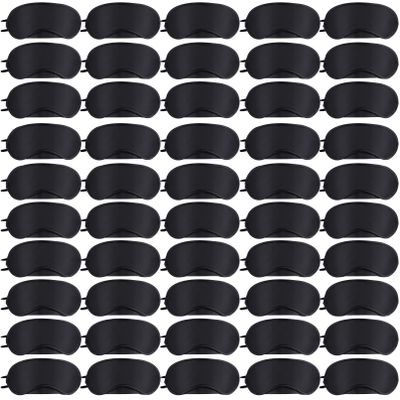 50 Pieces Blindfold Eye Cover Sleep Mask,Blind Folds for Game,4 Layers Blindfold Sleeping Masks,Soft Sleep Mask Bulk with Nose Pad and Elastic Strap for Games Party Travel Sleep Women Men,Black