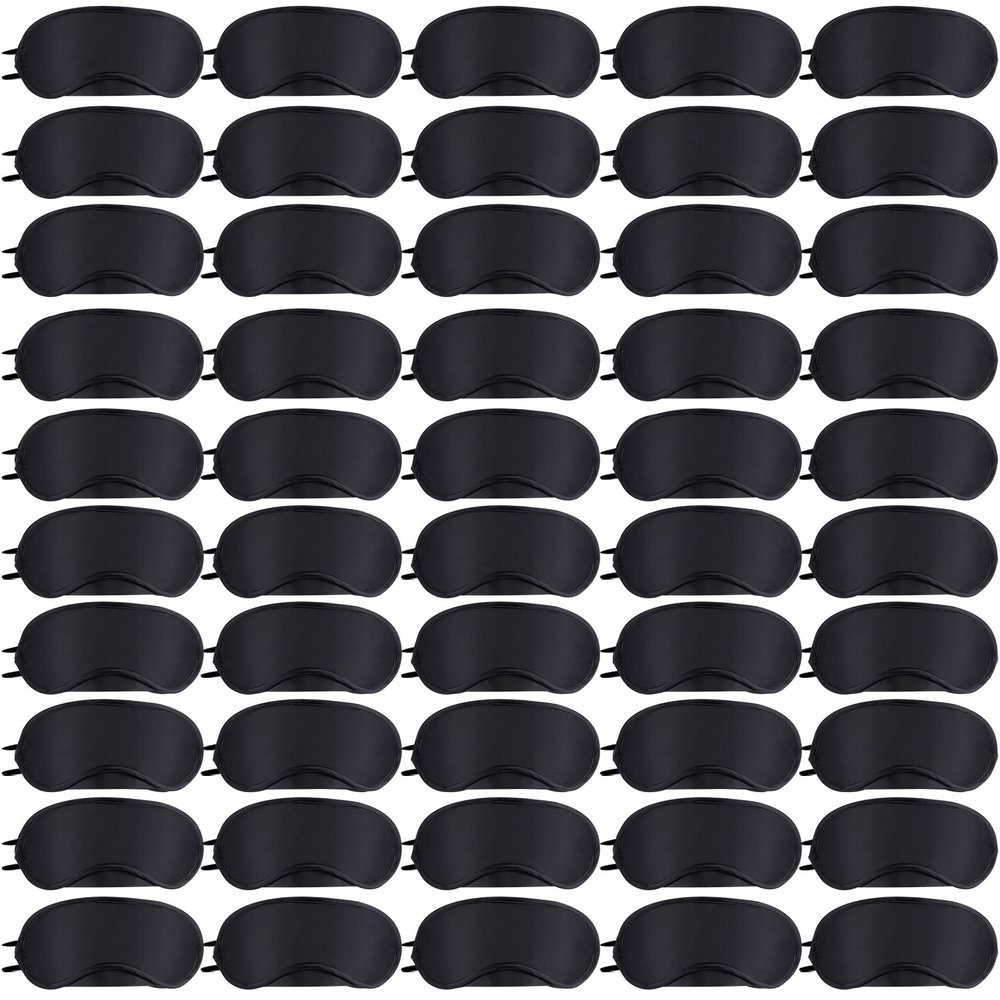 50 Pieces Blindfold Eye Cover Sleep Mask,Blind Folds for Game,4 Layers Blindfold Sleeping Masks,Soft Sleep Mask Bulk with Nose Pad and Elastic Strap for Games Party Travel Sleep Women Men,Black