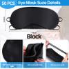 50 Pieces Blindfold Eye Cover Sleep Mask,Blind Folds for Game,4 Layers Blindfold Sleeping Masks,Soft Sleep Mask Bulk with Nose Pad and Elastic Strap for Games Party Travel Sleep Women Men,Black view 2