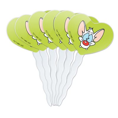 GRAPHICS & MORE Pinky & The Brain Pinky Head Heart Love Cupcake Picks Toppers Decoration Set of 6