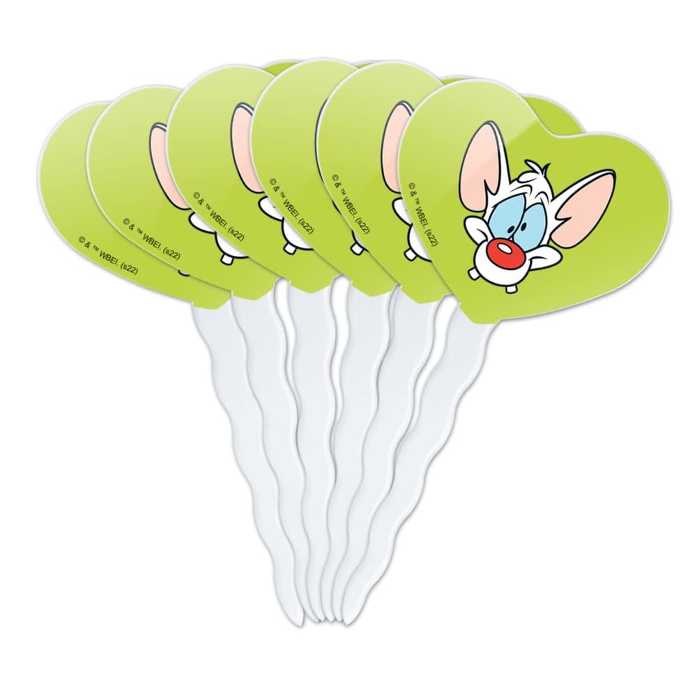 GRAPHICS & MORE Pinky & The Brain Pinky Head Heart Love Cupcake Picks Toppers Decoration Set of 6