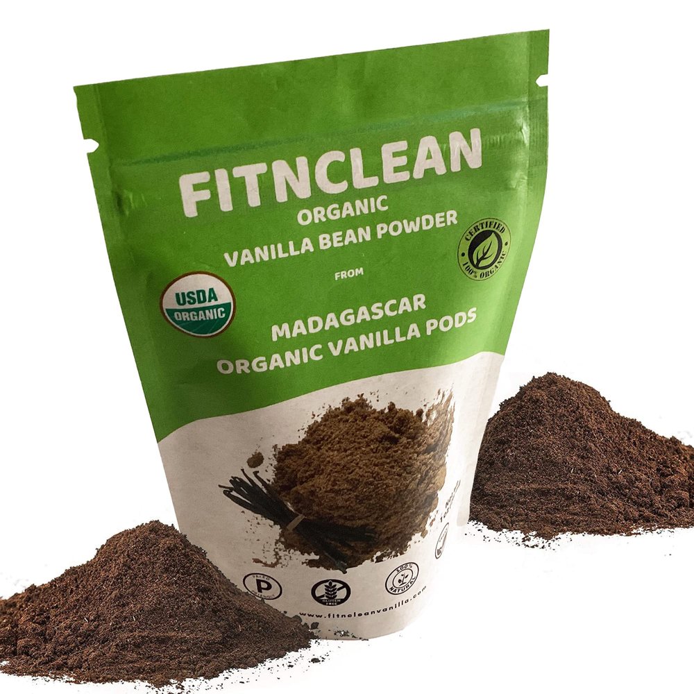 1oz Organic Madagascar Vanilla Bean Powder. Certified USDA Organic. Ground whole Gourmet Pods by FITNCLEAN VANILLA| Raw Natural Unsweetened No Additives NON-GMO