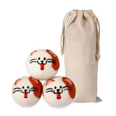 Dryer Balls Laundry Reusable - XL Wool Dryer Balls - Handmade Cute, Extra Large Dryer Balls, Shorten Drying Time, Organic Wool - Dry 1000+ Loads (3 Pack Cat Shape)