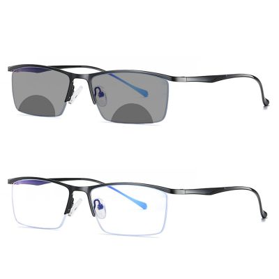 Transition Photochromic Bifocal Reading Glasses Men half frame Hyperopia Eyeglasses Women Presbyopic Reader Sunglasses (black, 3, multiplier_x)
