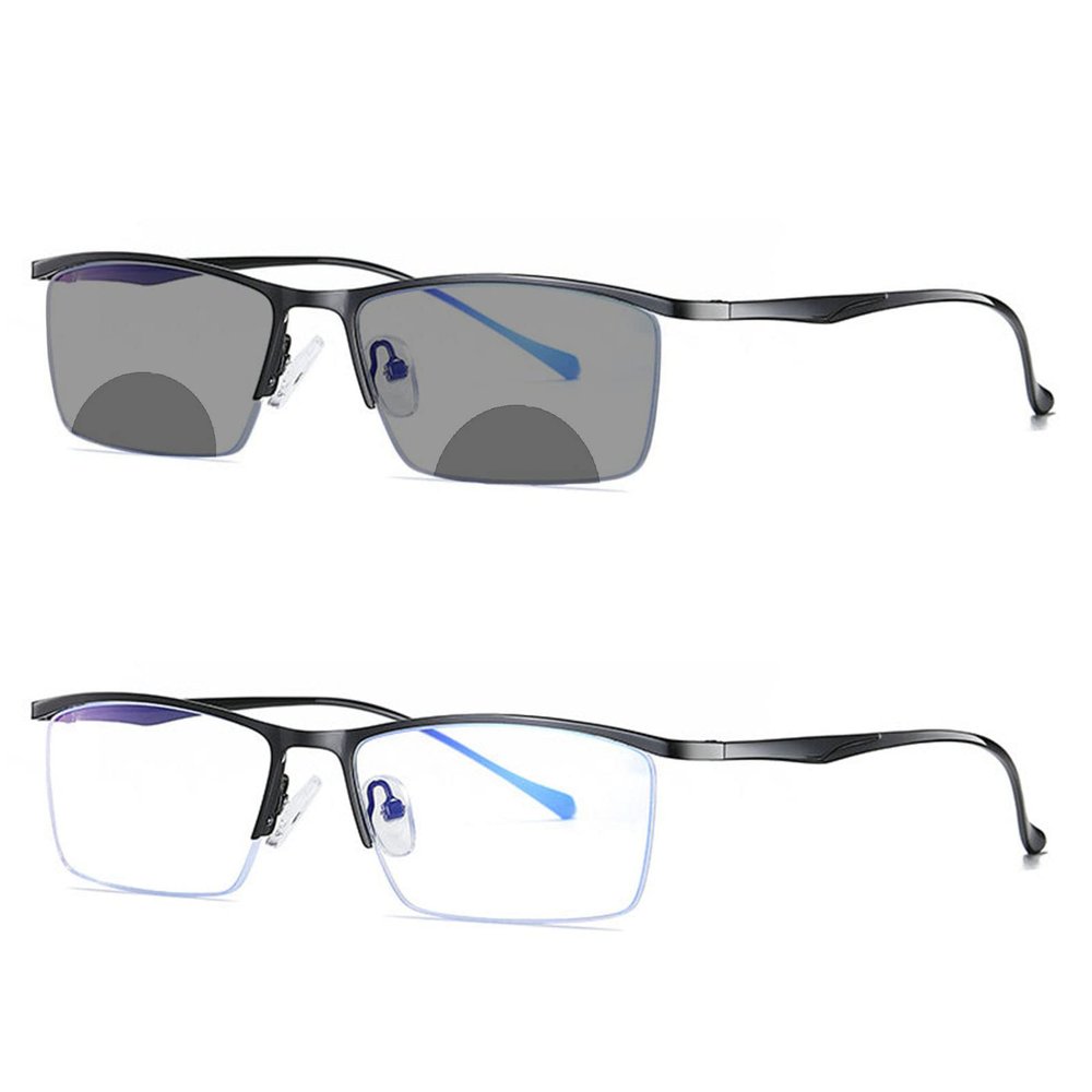 Transition Photochromic Bifocal Reading Glasses Men half frame Hyperopia Eyeglasses Women Presbyopic Reader Sunglasses (black, 3, multiplier_x)