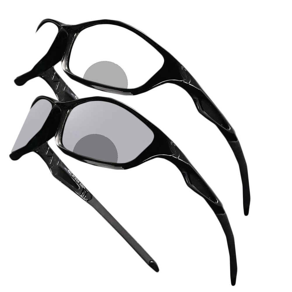 COTIA Wrap Around Photochromic Bifocal Reading Glasses for Men Cycling Driving Sports Transition Readers Glasses (black, 0, multiplier_x)