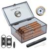 Scotte Acrylic Humidor - Cigar Box With Hygrometer, Humidifier & Accessories (Grey, Holds 20 Cigars) view 1