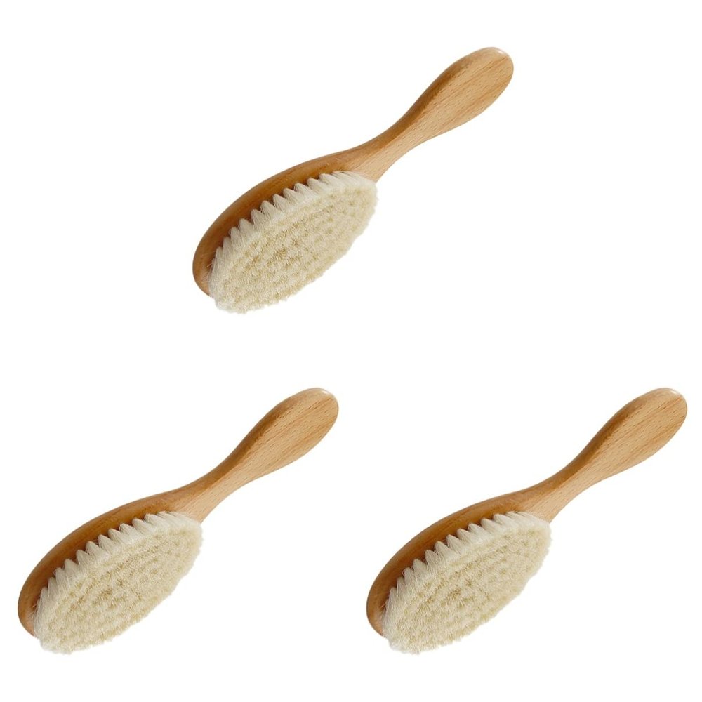 Healifty 3pcs Shower Comb Hairdressing Brush Handle Natural Wool Easy Detangling