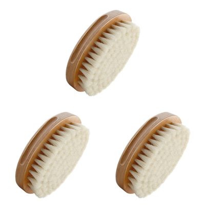 Healifty 3pcs Comfortable Shampoo Brush Natural Wool Bath Shower Brush for Gentle Hair Cleaning Scalp Care Ergonomic Design for Easy Use Safe for Sensitive Khaki
